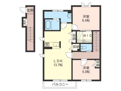 シャーメゾンモンシャトーA棟(2LDK/2階)の間取り写真