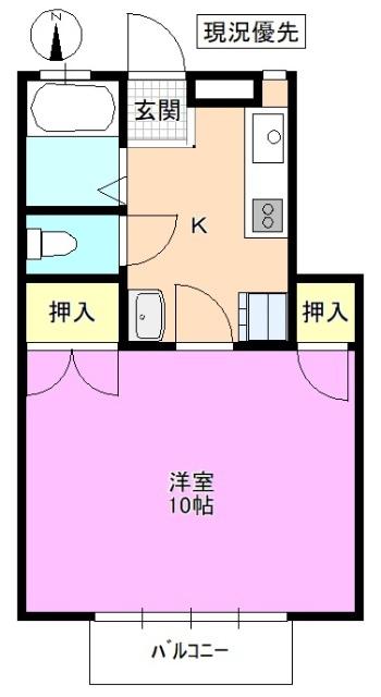 CASAマサキB(1K/1階)の間取り写真