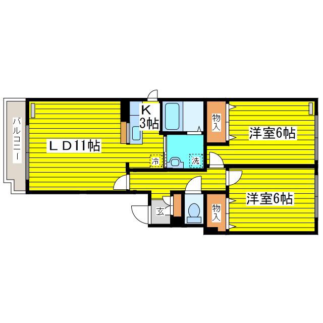 デュクラージュ(2LDK/4階)の間取り写真