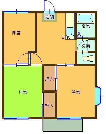 グランデュール横尾(3DK/2階)の間取り写真