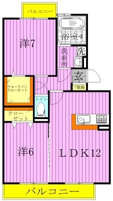 サルドセジュール(2LDK/3階)の間取り写真