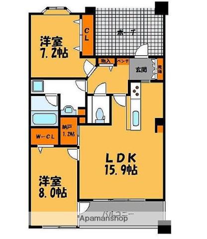 アンピール舞鶴(2LDK/11階)の間取り写真