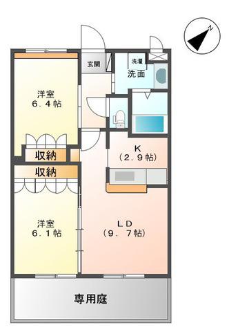 ブレス・シャイン・アール(2LDK/1階)の間取り写真