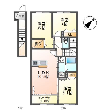 MANA(3LDK/2階)の間取り写真