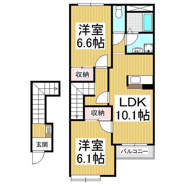 プリオール・I(2LDK/2階)の間取り写真