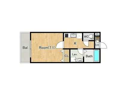 ジーメゾン八千代アマナ(1K/3階)の間取り写真