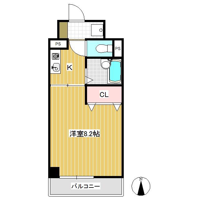 ローズマンション(1K/5階)の間取り写真