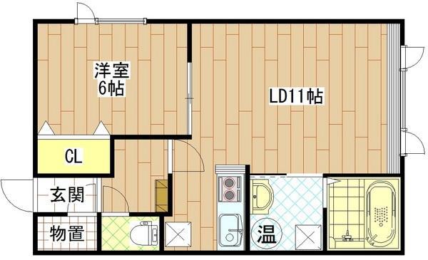 クリスタル(1LDK/1階)の間取り写真