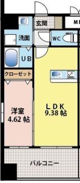BUENA VISTA OHORI PARK(1LDK/3階)の間取り写真