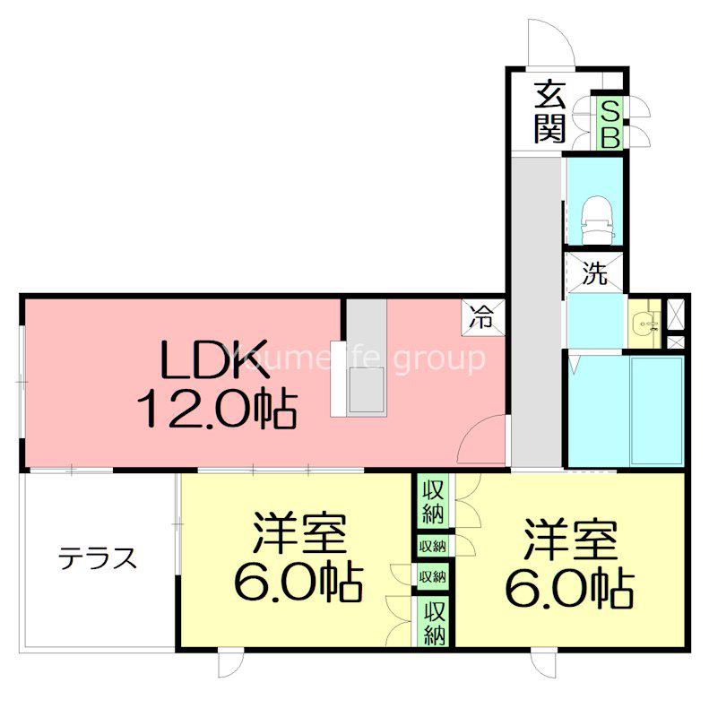 YUTAKASO(2LDK/1階)の間取り写真