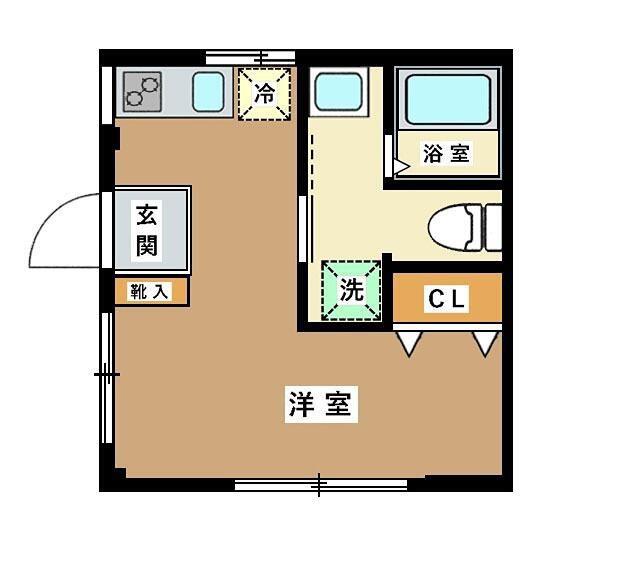 マンション青葉(ワンルーム/1階)の間取り写真