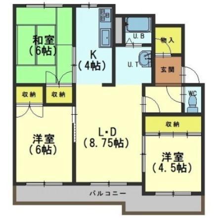マイライフ金堀(3LDK/3階)の間取り写真