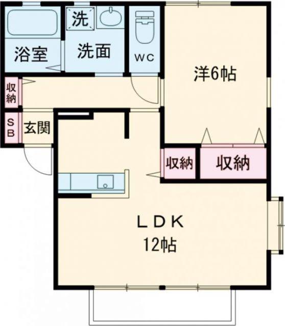 フローラルカーサB(1LDK/1階)の間取り写真