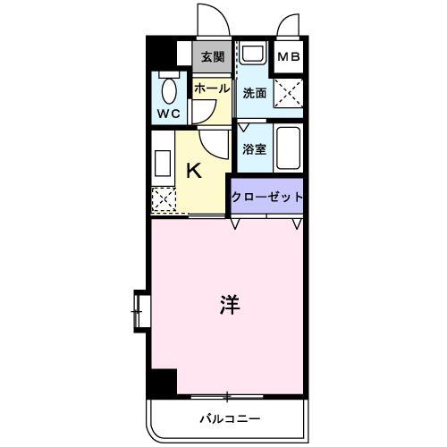 名鉄瀬戸線 矢田駅(愛知) 徒歩12分 3階建 築21年(1K/2階)の間取り写真