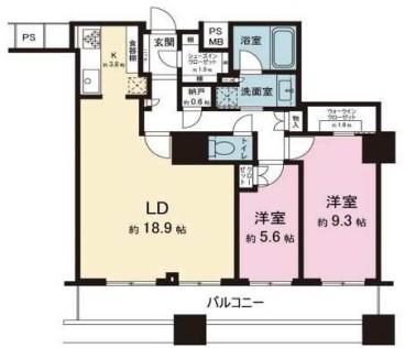 ザ・パークハウス西新宿タワー60(2LDK/52階)の間取り写真