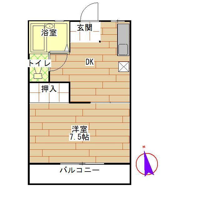 コーポ舟山II(1DK/1階)の間取り写真