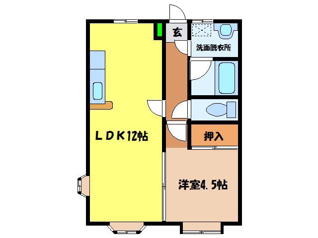 シャイニングシティマンション B棟(1LDK/2階)の間取り写真