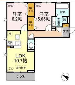 BLESS 蘇我(2LDK/1階)の間取り写真