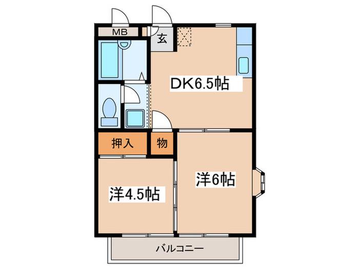 キャッスルプラザ(2DK/1階)の間取り写真
