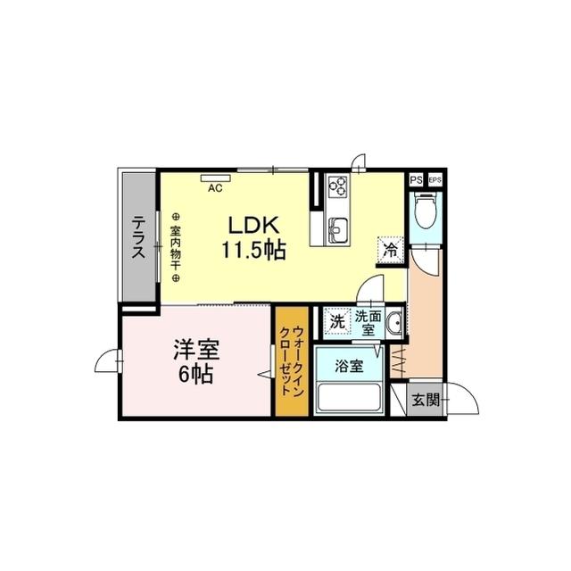 D-ROOM MONTEE AMOUR 2ND(1LDK/1階)の間取り写真
