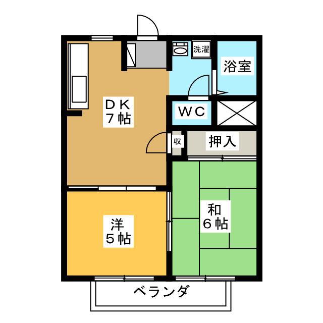 フレグランス瑞穂C(2DK/2階)の間取り写真