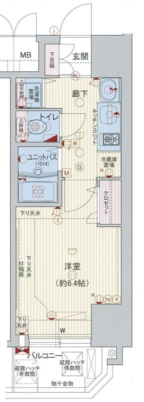 プレサンス心斎橋ラヴィ(1K/7階)の間取り写真