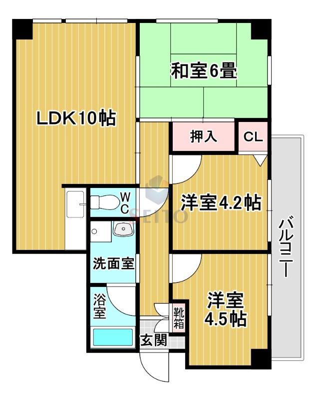 COLLECTION刀根山(3LDK/3階)の間取り写真