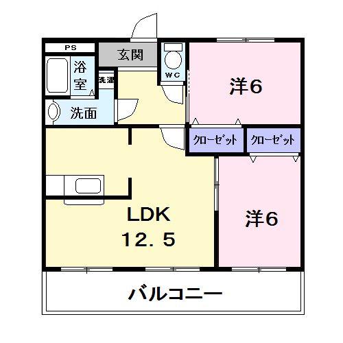 レジデンスグローリー(2LDK/2階)の間取り写真