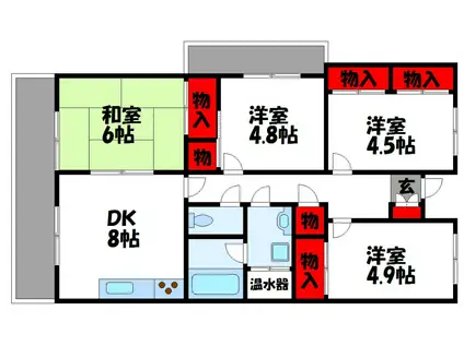 シャレール千鳥(4DK/6階)の間取り写真