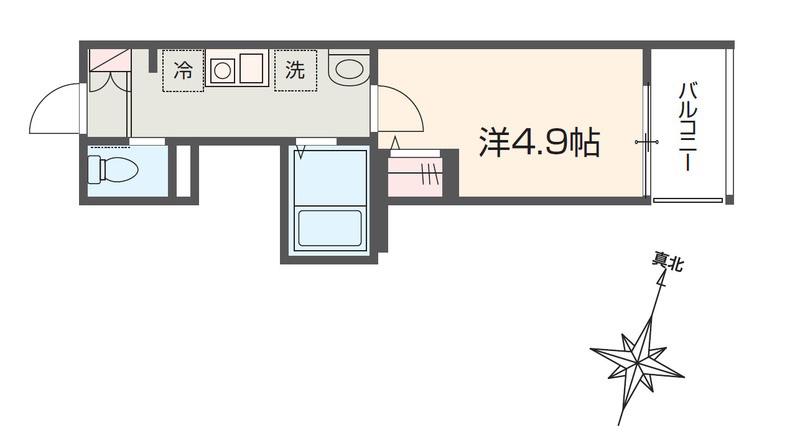 MELDIA与野本町III(1K/2階)の間取り写真