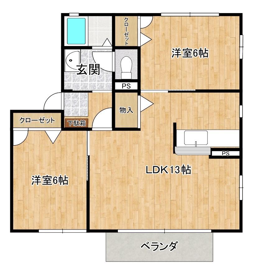 CHOUETTE A棟(2LDK/1階)の間取り写真