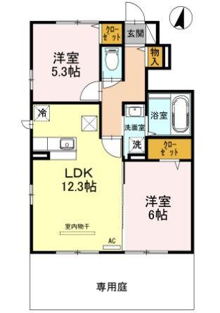 ファヴォーレIII(2LDK/1階)の間取り写真