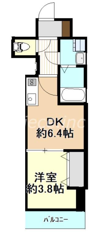 GARDENIA城東(1DK/6階)の間取り写真