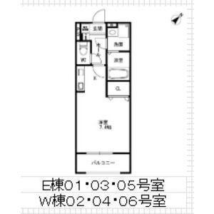 エクセル田中 W棟 W(1K/1階)の間取り写真