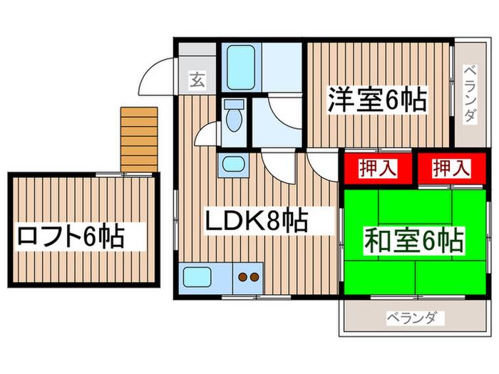 パークヒルキヨノ(2LDK/2階)の間取り写真