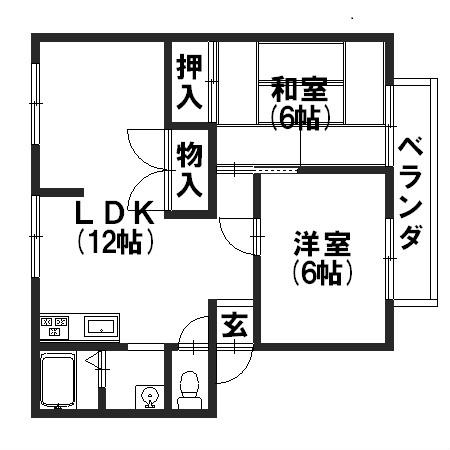 ヴィラコンフォートパートI(2LDK/2階)の間取り写真