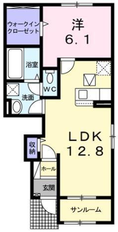 ヴェルドミール緑台3(1LDK/1階)の間取り写真