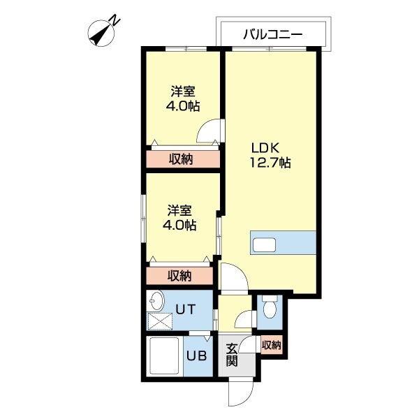 ミカーサ13(2LDK/1階)の間取り写真
