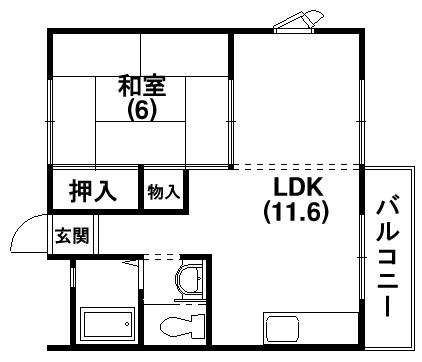 カプチーノSHUN(1LDK/2階)の間取り写真