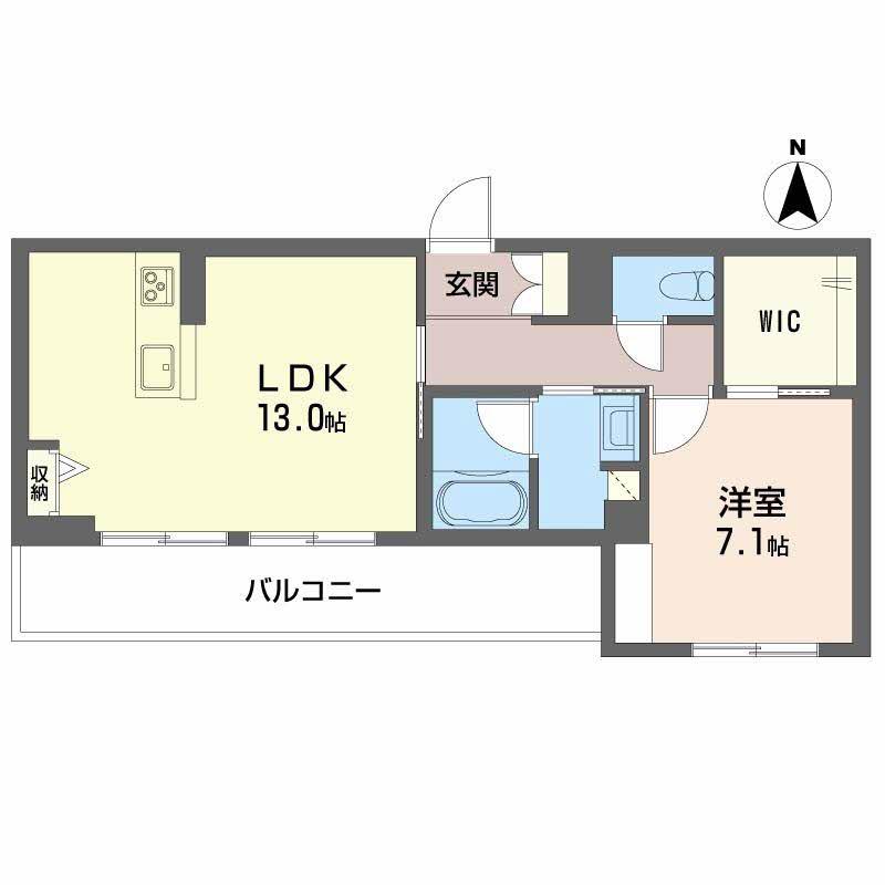 TERRACE米ケ袋(1LDK/3階)の間取り写真