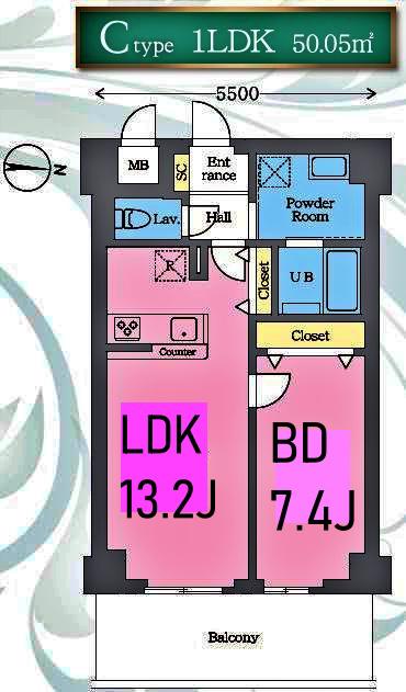 メジリス 新羽(1LDK/6階)の間取り写真