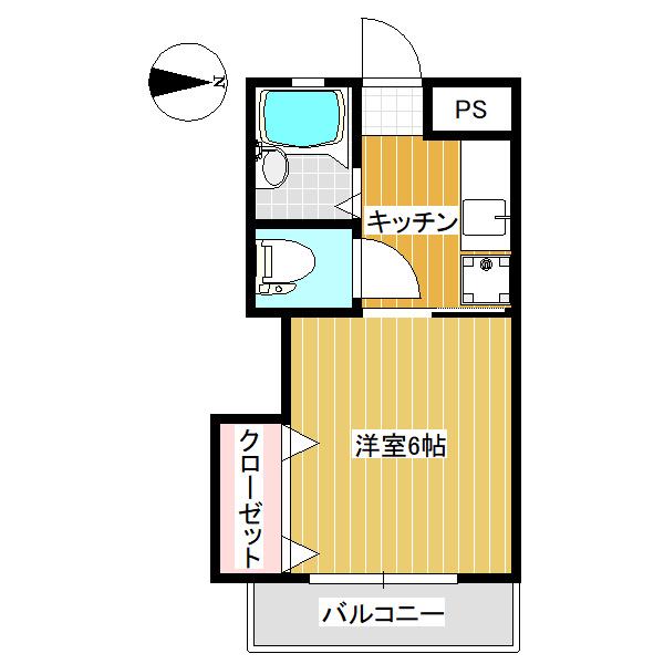 ベルコモンズ(1K/2階)の間取り写真