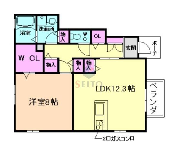 フランドール(1LDK/1階)の間取り写真