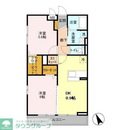 サニークロスZ(2DK/1階)の間取り写真
