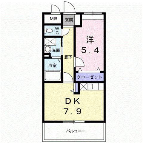 フィオーレ(1DK/1階)の間取り写真