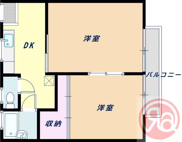サンヴィラ上之宮(2DK/2階)の間取り写真