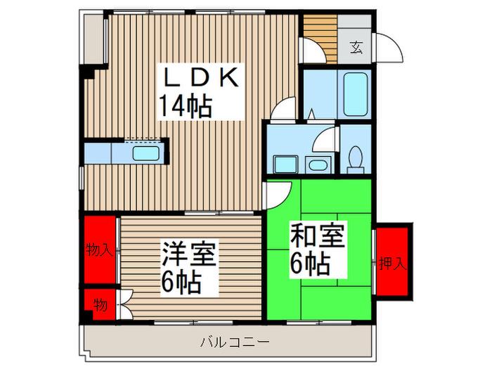 メークアローII(2LDK/3階)の間取り写真