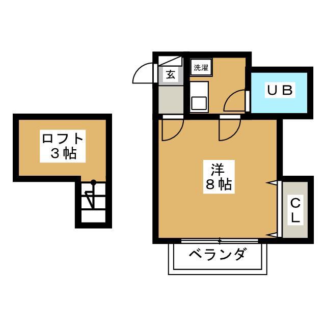 ポプリK-III(1K/2階)の間取り写真