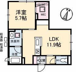 エクレール高須(1LDK/1階)の間取り写真