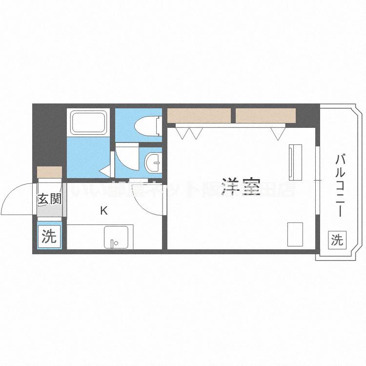 サンフラッツ新大阪別館(1K/1階)の間取り写真